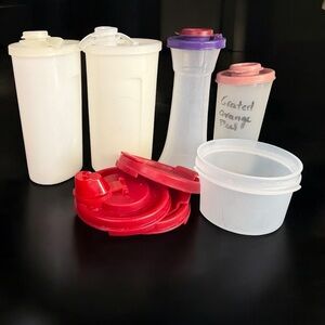 Vintage Tupperware Mixed Lot Round Container, Shakers, Sweet Savers & Extra Lids